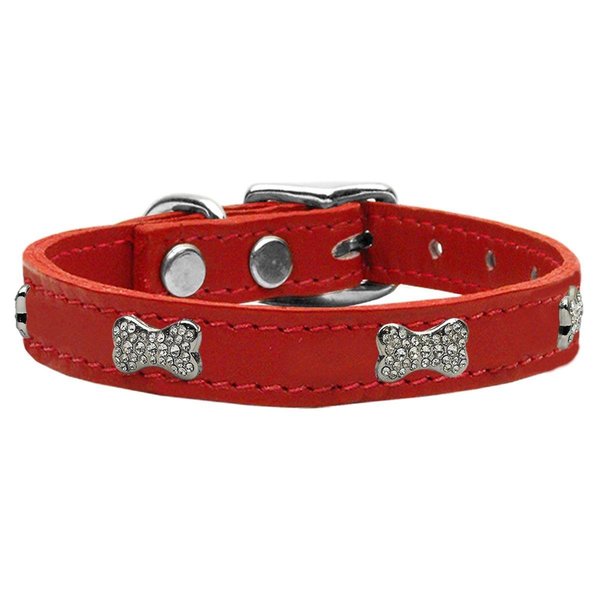 Mirage Pet Products Crystal Bone Genuine Leather Dog CollarRed Size 16 83-112 Rd16